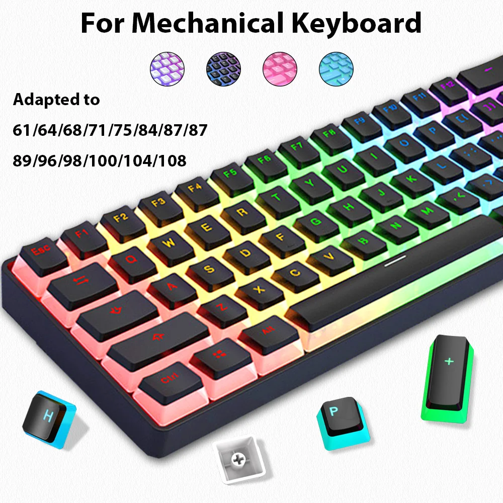 Gaming Accessories Aesthetic - 129-клавишные колпачки для клавиш PBT Double
